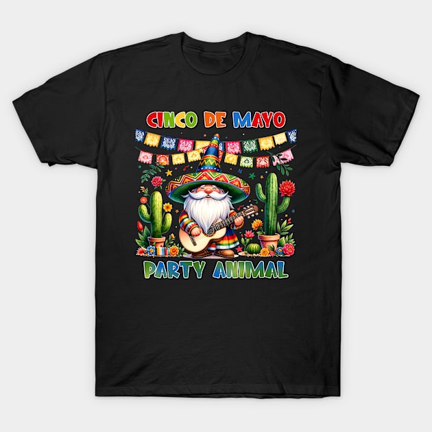 Cinco de Mayo Party Animal Gnomies Somebro Poncho Fiesta T-Shirt by Tater's 